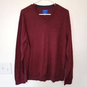 Apt. 9 Slim Fit Merino Wool Blend V-Neck Sweater Burgundy Men's LG Maroon